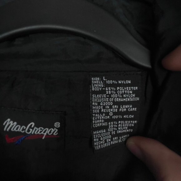 VTG Macgregor Sz L Color Block Track Windbreaker Jacket Black White Blue Zip Up - Picture 5 of 10